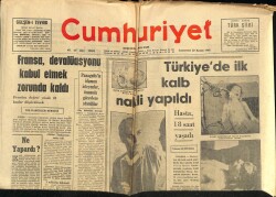 Cumhuriyet Gazetesi 23 Kasım 1968 - Türkiyede İlk Kalb Nakli Yapıldı GZ62407 - 2
