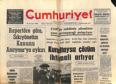 Cumhuriyet Gazetesi 23 Kasım 1971 - Mısır Alarma Geçti , İsrail Seferberlik İlan Etti GZ85008 - 1