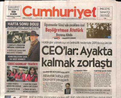 Cumhuriyet Gazetesi 23 Kasım 2018 - Diyalog Toplantısında Soğuk Rüzgarlar Esti - Yeşil Yolda Dinamitler İzinsiz Patlatılmış GZ95263 - 1