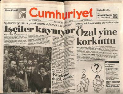 Cumhuriyet Gazetesi 23 Mart 1989 - Turgut Özal Yine Korkuttu GZ64432 - 2