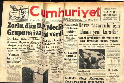 Cumhuriyet Gazetesi 23 Mayıs 1958 - De Gaulleden Hakem Olması Talep Edildi - Döviz Tasarrufu İçin Alınan Yeni Kararlar GZ120417 - 1