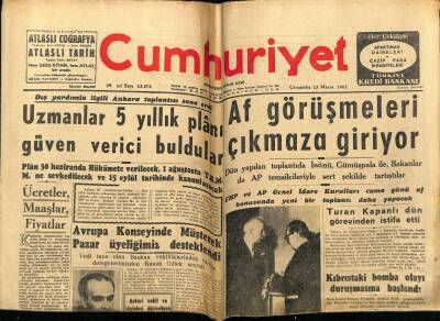 Cumhuriyet Gazetesi 23 Mayıs 1962 - Af Görüşmeleri Çıkmaza Giriyor GZ78145 - 1