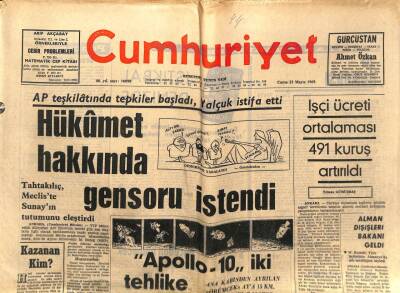Cumhuriyet Gazetesi - 23 Mayıs 1969 - İşçi Ücreti Ortalaması 491 Kuruş Arttırıldı GZ99544 - 1