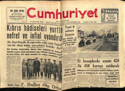 Cumhuriyet Gazetesi 23 Ocak 1958 - Kıbrıs Hadiseleri Yurtta İnfial Uyandırdı GZ78040 - 1
