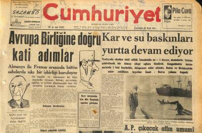 Cumhuriyet Gazetesi 23 Ocak 1963 - Avrupa Birliğine Doğru Kati Adımlar - Birkaç Yıl Sonra Vasıtalar Caddelerle Artık Kıpırdayamaz Hale Gelecekler GZ120589 - 1