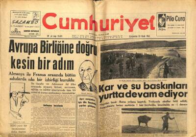 Cumhuriyet Gazetesi - 23 Ocak 1963 - Avrupa Birliğine Doğru Kesin Bir Adım GZ99364 - 1
