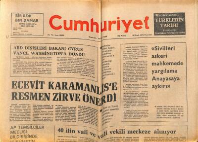 Cumhuriyet Gazetesi 23 Ocak 1978 - Ecevit Karamanlise Resmen Zirve Önerdi GZ70077 - 1