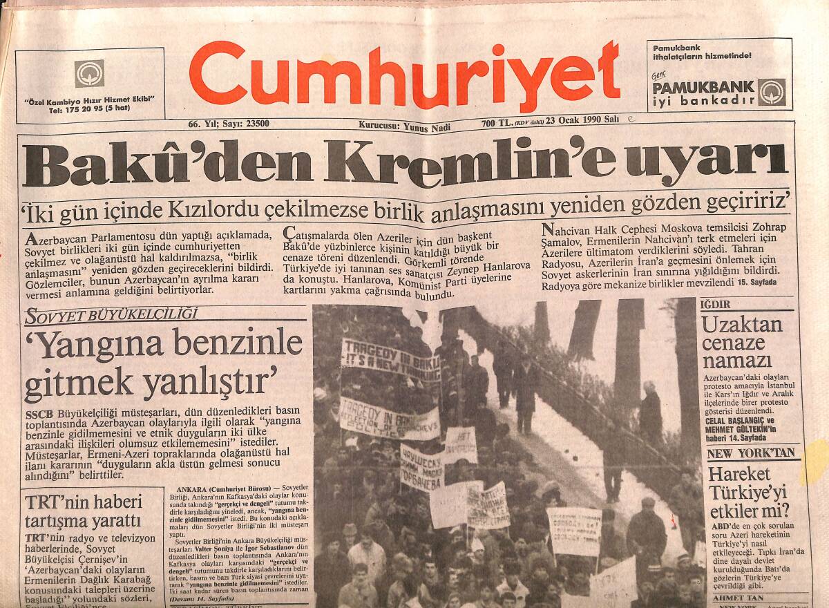 Cumhuriyet Gazetesi 23 Ocak 1990 - Adnan Oktar Serbest - SHP'den Hükümete Gensoru GZ149667 - 1