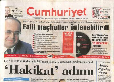 Cumhuriyet Gazetesi 23 Ocak 2011 - Mumcu,Aksoy,Üçok,Kışlalı Cinayetlerini Aydınlatmak İçin Gerçekleştirilen Umut Operasyonunun Perde Arkası GZ113017 - 1