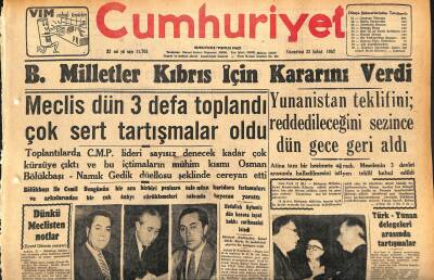 Cumhuriyet Gazetesi 23 Şubat 1957 - Hindistan Rusyaya Gücendi - B.Milletler Kıbrıs İçin Kararını Verdi GZ120259 - 1