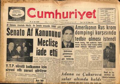 Cumhuriyet Gazetesi 23 Şubat 1963 - Libyada Bir Deprem Oldu , 300 Kişi Öldü - Senato Af Kanununu Mecliste İade Etmedi GZ96926 - 1