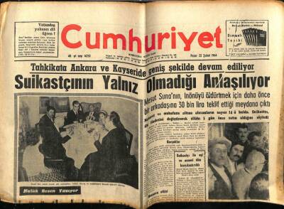 Cumhuriyet Gazetesi 23 Şubat 1964 - Suikastçının Yalnız Olmadığı Anlaşılıyor GZ78117 - 1