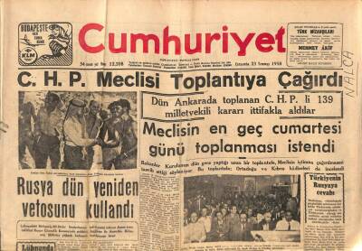Cumhuriyet Gazetesi 23 Temmuz 1958 - Esnaf Derneklerinin Dünkü Kavgalı Kongresi - Amerika Iraka Askeri Birlik Yollamıyacak GZ98015 - 1