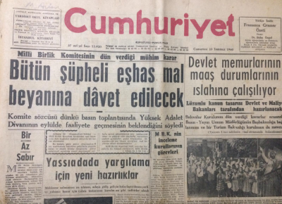Cumhuriyet Gazetesi 23 Temmuz 1960 - Yassıadada Yargılama İçin Yeni Hazırlıklar - GZ12562 - 2