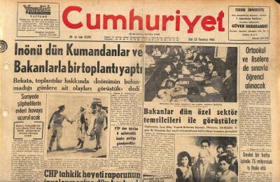 Cumhuriyet Gazetesi 23 Temmuz 1963 - İnönü Dün Kumandanlar Ve Bakanlarla Bir Toplantı Yaptı - Bakanlar Dün Özel Sektör Temsilcileri İle Görüştüler GZ120692 - 1
