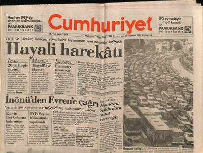 Cumhuriyet Gazetesi 23 Temmuz 1988 - İnönüden Evrene Çağrı GZ62409 - 2