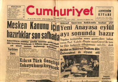 Cumhuriyet Gazetesi 24 Ağustos 1960 - Yeni Anayasa Eylül Ayı Sonunda Hazır GZ70153 - 1