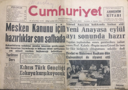 Cumhuriyet Gazetesi 24 Ağustos 1960 - Yeni Anayasa Eylül Sonuna Hazır - GZ12084 - 2