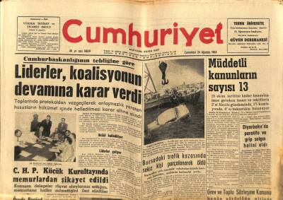 Cumhuriyet Gazetesi 24 Ağustos 1963 - Liderler Koalisyonun Devamına Karar Verdi GZ88138 - 1
