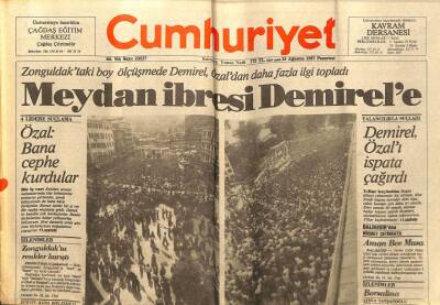 Cumhuriyet Gazetesi - 24 Ağustos 1987 - Meydan İbresi Demirele GZ99536 - 1