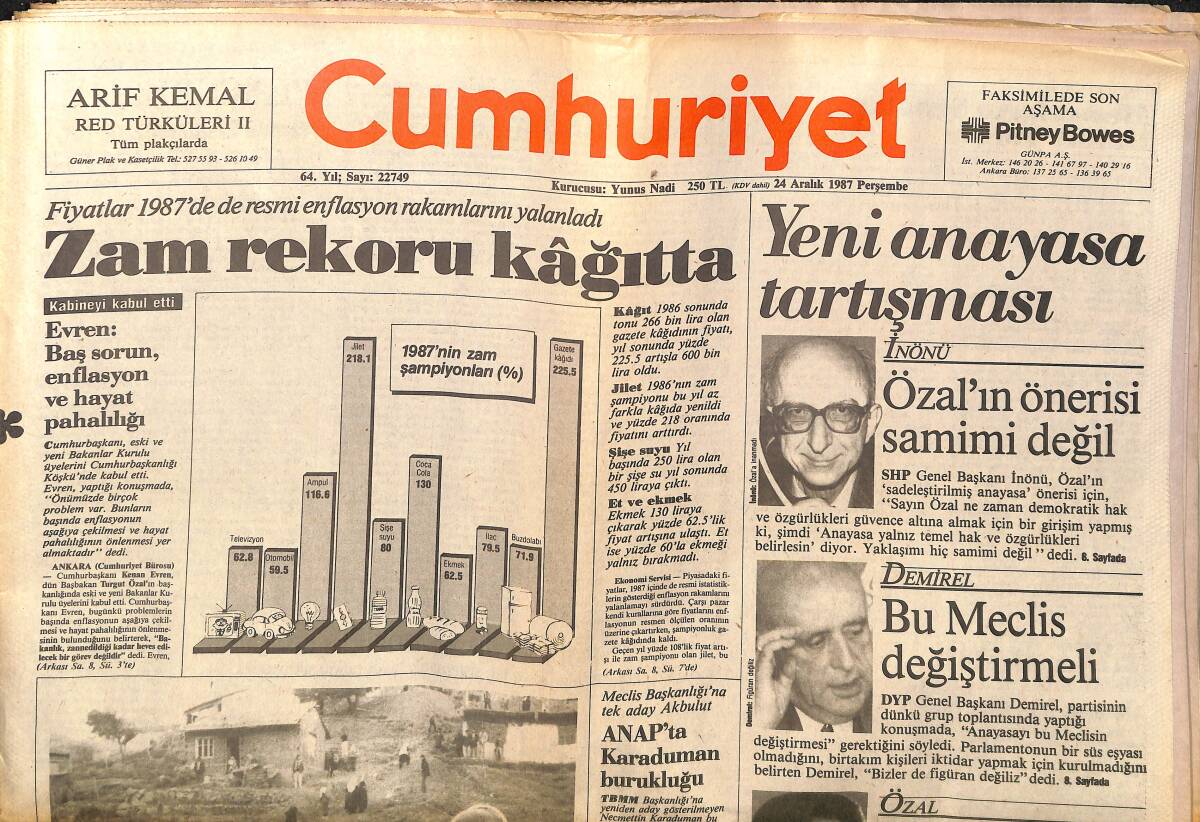 Cumhuriyet Gazetesi 24 Aralık 1987 - Muhteşem Süleyman Sergisi Londra'da - Özal, Naim Süleymanoğlu'nu Kabul Etti GZ140022 - 1