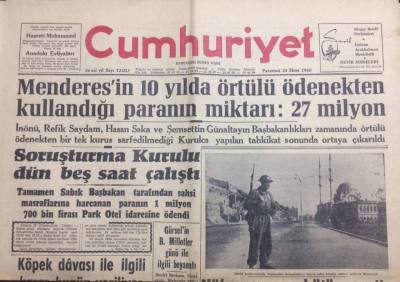 Cumhuriyet Gazetesi 24 Ekim 1960 - Soruşturma Kurulu Dün Beş Saat Çalıştı - GZ12062 - 2