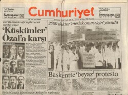 Cumhuriyet Gazetesi 24 Ekim 1988 - 2500 Doktor Meslek Onuru İçin Yürüdü GZ60891 - 2