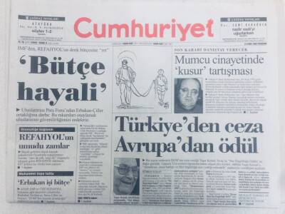 Cumhuriyet Gazetesi 24 Ekim 1996 - Türkiyeden Ceza Avrupadan Ödül GZ40487 - 1