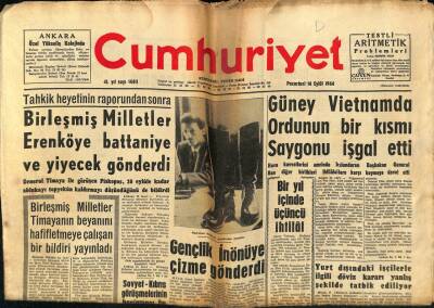Cumhuriyet Gazetesi 24 Eylül 1964 - Gençlik İnönüye Çizme Gönderdi GZ62419 - 2