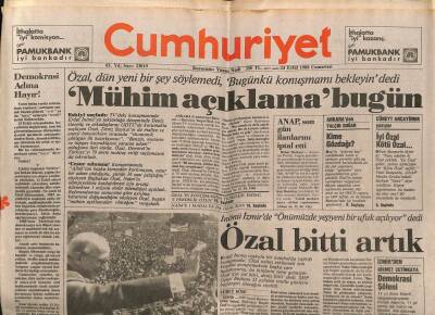 Cumhuriyet Gazetesi 24 Eylül 1988 -Şanlıurfada Askeri Depoda Patlama80 Yaralı GZ61311 - 1