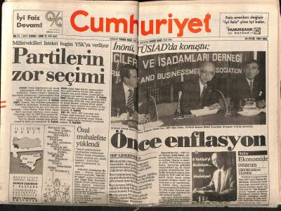 Cumhuriyet Gazetesi 24 Eylül 1991 - Kıbrısa Yardımla Türkiye Batmaz GZ74675 - 1