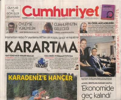 Cumhuriyet Gazetesi 24 Eylül 2018 - Ali Koç , Sıkıntılara Rağmen Umutlu - Karadenize Hançer GZ94554 - 1