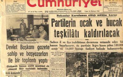 Cumhuriyet Gazetesi 24 Haziran 1960 - Partilerin Ocak Ve Bucak Teşkilatı Kaldırılacak GZ108992 - 1