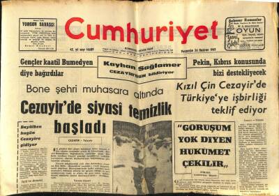 Cumhuriyet Gazetesi 24 Haziran 1965 - Cezayirde Siyasi Temizlik Başladı GZ59103 - 1