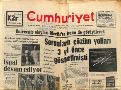 Cumhuriyet Gazetesi 24 Haziran 1968 - De Gaullecüler Tahminden Fazla Oy Aldı GZ80335 - 1