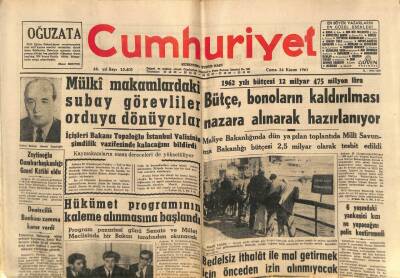 Cumhuriyet Gazetesi 24 Kasım 1961 - NATO Bize Sosyal Yardım Sağlıyacak GZ80302 - 1