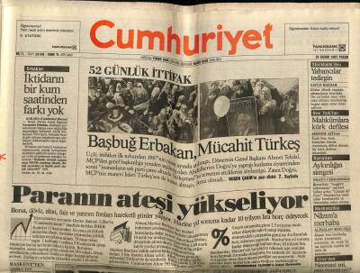 Cumhuriyet Gazetesi 24 Kasım 1991 - 52 Günlük İttifak GZ62246 - 1