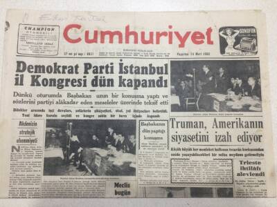 Cumhuriyet Gazetesi 24 Mart 1952 - Tıpta Atom Devri GZ52748 - 1