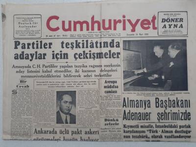 Cumhuriyet Gazetesi - 24 Mart 1954 - Nakiye Elgün Dün Vefat Etti GZ112859 - 1