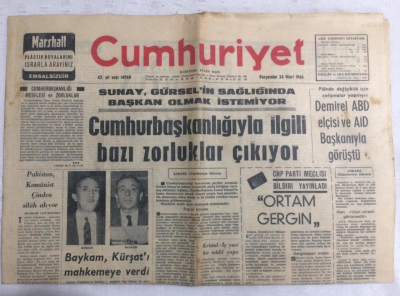 Cumhuriyet Gazetesi 24 Mart 1966 - Cumhurbaşkanlığıyla İlgili Bazı Zorluklar Çıkıyor - GZ19145 - 1