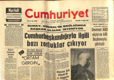 Cumhuriyet Gazetesi 24 Mart 1966 - Demirel ABD Elçisi Ve AİD Başkanıyla Görüştü GZ80069 - 1