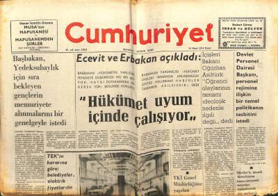 Cumhuriyet Gazetesi 24 Mart 1974 - Ecevit Ve Erbakan Açıkladı,Hükümet Uyum İçinde GZ103242 - 2