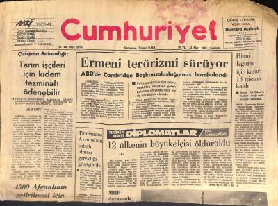 Cumhuriyet Gazetesi 24 Mart 1982 - Ermeni Terörizmi Sürüyor GZ119490 - 1