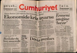 Cumhuriyet Gazetesi 24 Mart 1988 - Ekonomide Kriz Uyarısı GZ64409 - 2