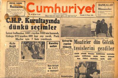 Cumhuriyet Gazetesi 24 Mayıs 1956 - Dünya Kupası Güreş Şampiyonası Yarın Dolmabahçe Stadında Başlıyor - Misafirler Dün Gölcük Tesislerini Gezdiler GZ119762 - 1