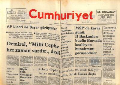 Cumhuriyet Gazetesi 24 Mayıs 1974 - Demirel Milli Cephe Her Zaman Vardır GZ103155 - 1