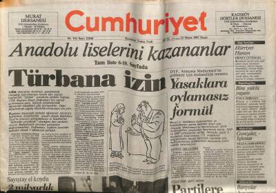 Cumhuriyet Gazetesi 24 Mayıs 1987 - Türbana İzin GZ55507 - 1