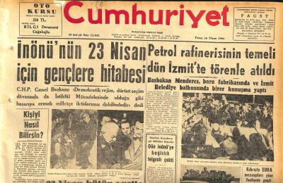 Cumhuriyet Gazetesi 24 Nisan 1960 - Kore Seçimleri Yenilenecek - Petrol Rafinerisinin Temeli Dün İzmitte Törenle Atıldı GZ120042 - 1