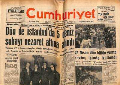 Cumhuriyet Gazetesi 24 Nisan 1963 - Dün de İstanbulda Deniz Subayı Nezaret Altına Alındı GZ70161 - 1