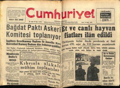 Cumhuriyet Gazetesi 24 Ocak 1958 - Et Ve Canlı Hayvan Fiyatları İlan Edildi GZ78039 - 1